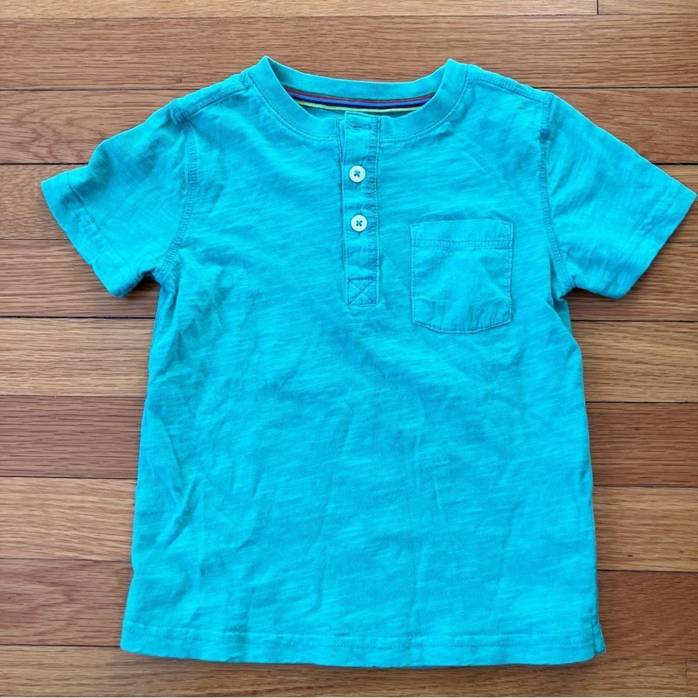Mini Boden Green Henley Cotton Classic Summer Vacation Pocket Tee T-shirt 4-5
